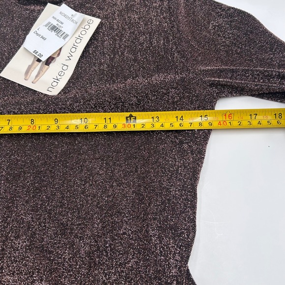 Naked Wardrobe Metallic Mock Neck Long Sleeve Bodysuit Rust NW-B2288 Large NWT - Picture 3 of 10